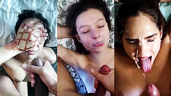 Novinhas recebendo gozadas na cara em compilação amadora em POV